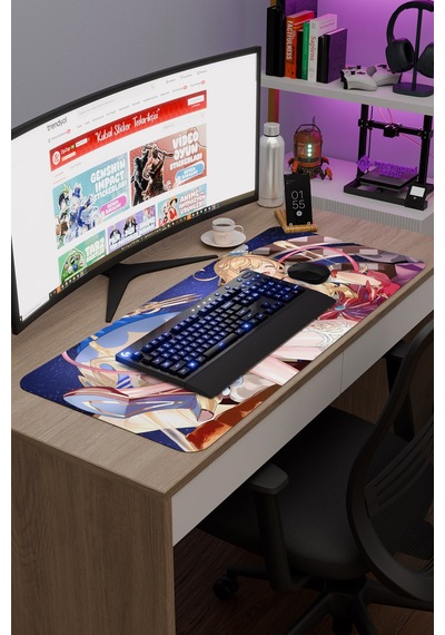 Escoffier Genshin Impact Anime Gacha V3 - 90x40 Xxl Gaming Mouse Pad Fare Altlığı