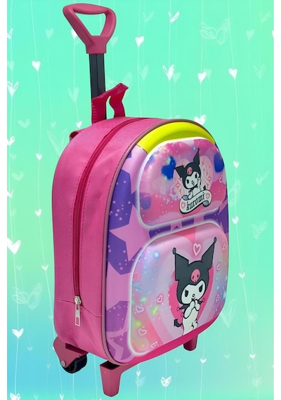 Tezzgelsin 2-6 Yaş Anaokulu Kreş Sanrio Kuromi Model Çekçekli Tekerli 3d Baskılı Sırt Çantası Ve Okul Çantası Çok  Renkli