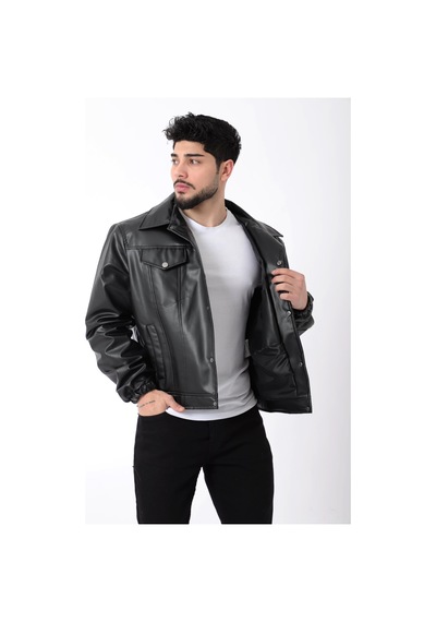 Stilkombin Kolu Lastikli Çıtçıtlı Suni Deri Mont Str 5021-50311 001
