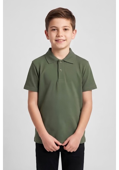Modanino Erkek Çocuk %100 Pamuk Ve Okul Tarz T-shirt 4-16 Yaş 12790mrt Haki