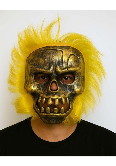 Wild Skull - Bakır Kafatası Sarı Saçlı İskelet Maske