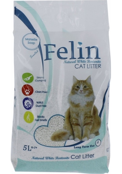 Felin Marsilya Sabunu Kokulu İnce Taneli Topaklaşan Bentonit Kedi Kumu 5 L