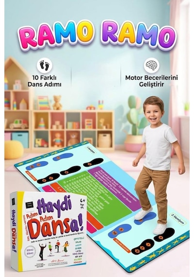 Haydi Dansa Ramo Ramo Dans Matı 130x70 Cm Adım Adım Eğitici Eğlence Dansı Öğretim Oyunu