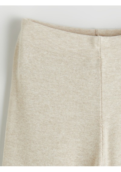 Lcw Modest Bej Beli Lastikli Geniş Paça Kadın Triko Pantolon