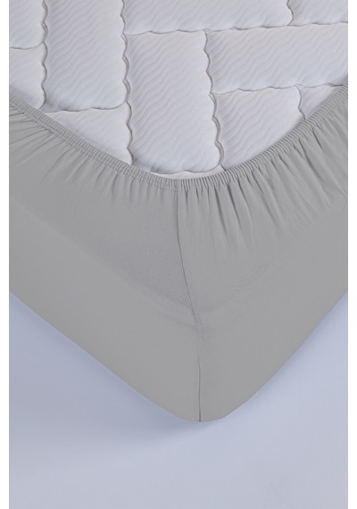 Penye-likralı Lastikli Çarşaf, 120 200 Tek Kişilik %100 Pamuk-elastan Örme Kumaş, 200 Gr/m² Gri
