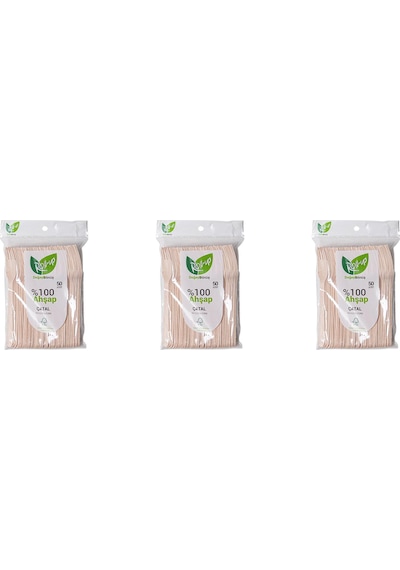 Roll-up Doğaya Dönüş Ekolojik Doğal Doğa Dostu %100 Ahşap Çatal - 16 Cm. - 50'li 3 Paket Kahverengi