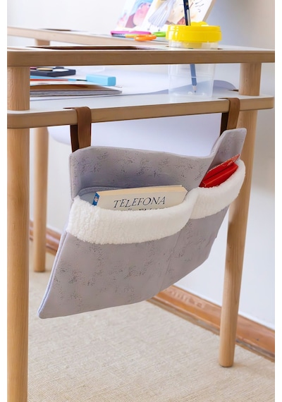 Pratik Askılı Organizer Bebek Arabası Beşik Kenar Fluffy Organizer Solid Gri