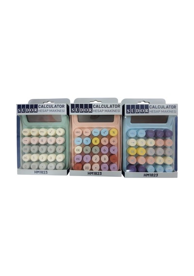 Südor Hm1823 8 Hane Renkli Yuvarlak Tuşlu Pastel Hesap Makinesi Beyaz
