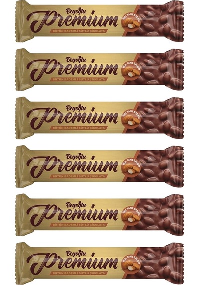 Beyoğlu Premium Bütün Bademli Çikolata 75 Gr X 6 Adet
