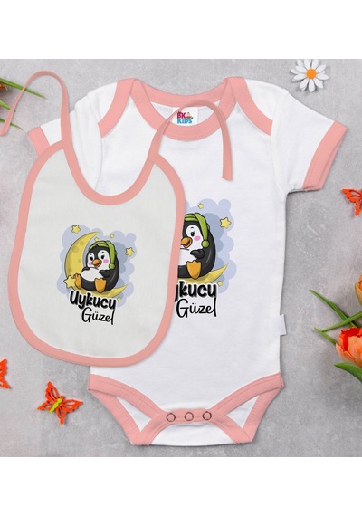 Bk Kids Uykucu Güzel Tasarımlı Pembe Bebek Body Zıbın Ve Mama Önl Çok Renkli