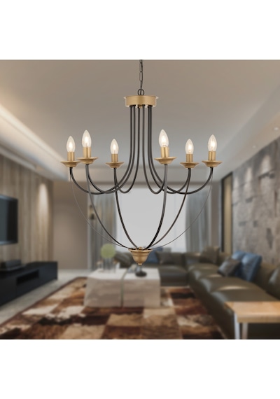 Obito 6Lı Siyah Eskitme Modern Sarkıt Yatak Odası Retro Salon Avize