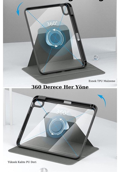 Apple Uyumlu 10 9 Inc nesil 360 Dönebilen Standlı Pino iPad Tablet Kılıfı Kılıf