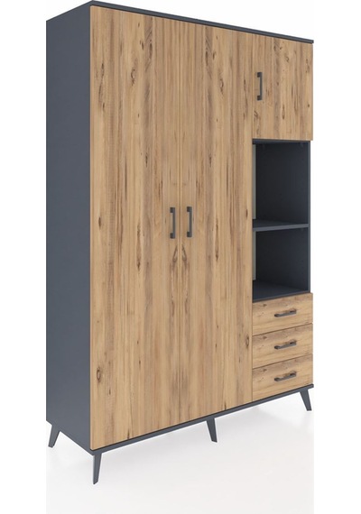 Hyperion Dolap 5 Raflı 3 Çekmeceli Tek Askılı 132x44x195 Antrasit-çam/çam Atlas Çam/atlas Çam Hyperion Dolap 5 Raflı 3 Çekmeceli Tek Askılı 132x44x195 Antrasit-çam/çam Atlas Çam/atlas Çam
