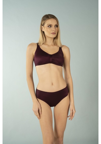 Estiva Luplu Toparlayıcı Yüksek Bel Büyük Beden Bikini Takımı - Mürdüm Çok Renkli