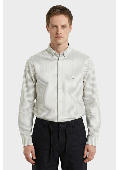 Gant Erkek Yeşil Regular Fit Çizgili Logolu Gömlek-15241