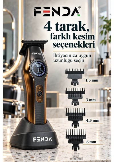 Fenda Profesyonel Bldc Motor 8000 Rpm Tıraş Makinesi Altın