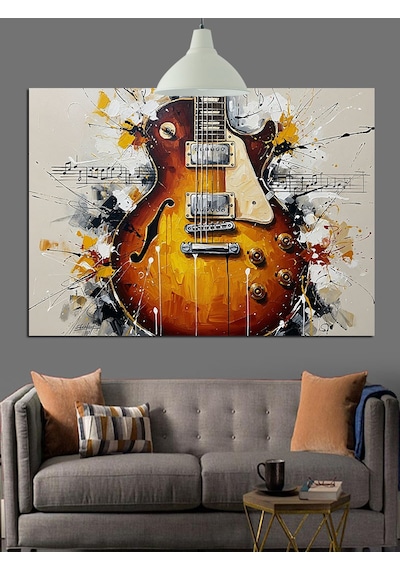 Soyut Gitar Sanat Boyama Dekoratif Kanvas - Mdf Ahşap Tablo