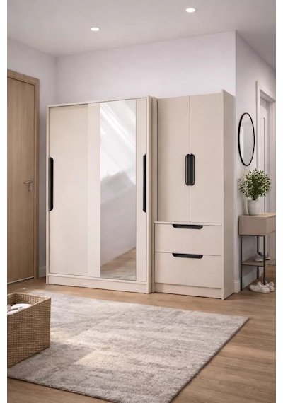 Abre 3026348 Vizon Siyah Sürgülü Portmanto Set Açık Vizon
