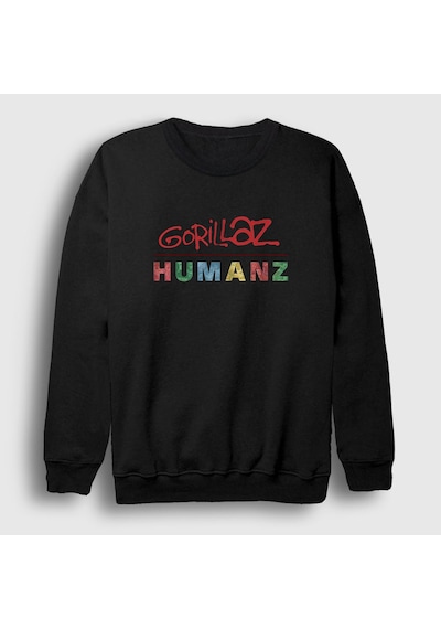 Presmono Unisex Humanz V2 Gorillaz Sweatshirt Siyah