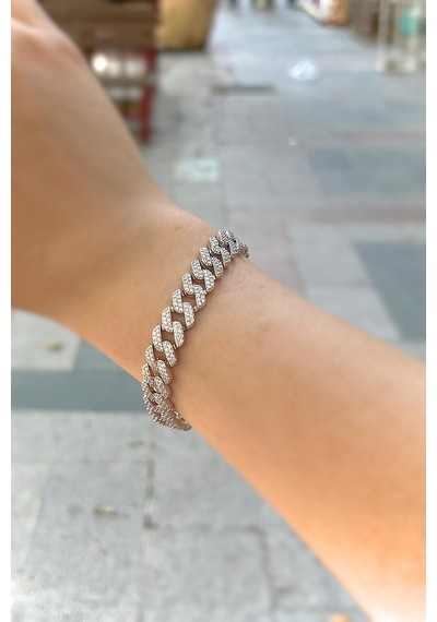 Gümüş 1 Cm Genişlik Taşlı Gurmet Bileklik Dy198v1 Diğer
