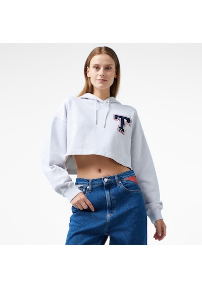 Tommy Hilfiger Tommy Jeans Letterman Kadın Gri Sweatshirt Düz Dw0dw18653 Gri