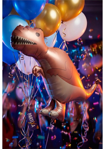 Mat Kahverengi T-rex Retro Dinozor Folyo Balon 64x40 Cm Dinozor Temalı Çocuk Doğum Günü Parti Süsü Çok Renkli
