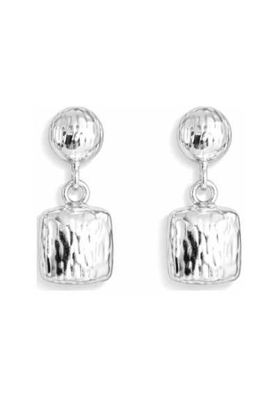 Zyra Gümüş Minimal Kare Formlu Silver Renk Küpe Modern Şık Günlük Kadın Küpesi
