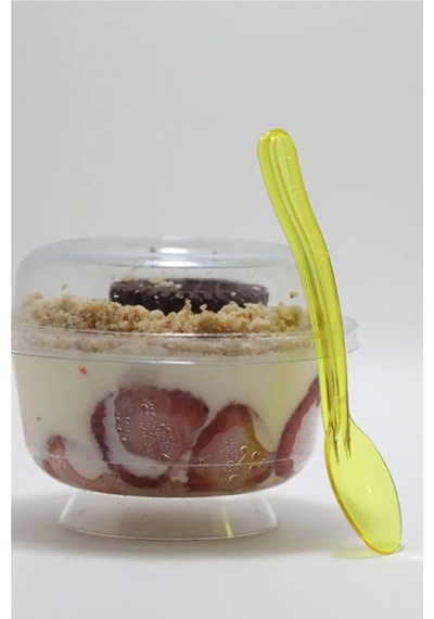 Plastik Şeffaf Sarı Sup Kaşık - Tatlı Dondurma Kaşığı - 12.5 Cm. - 50 Adetlik Paket Sarı