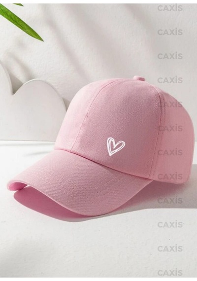 Caxis Spor Kalp Baskılı Ayarlanabilir Çırtlı Gabardin Şapka Toz Pembe
