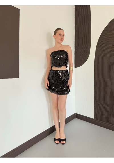 Verymoda Pullu Etek D2928 Siyah