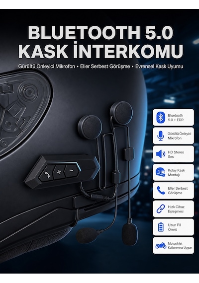 Intercom Bluetooth Kask Kulaklık Motosiklet Kulaklık 5.0 Bluetooth 44905202