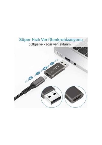 Type C To Usb 3.0 Çevirici Dönüştürücü Otg Adaptör Lva-otgcf İkili Paket