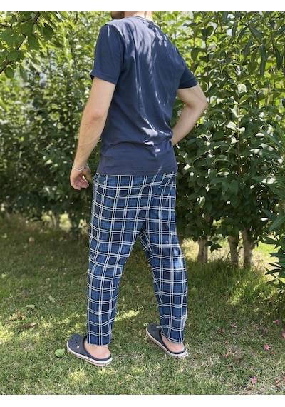 Erkek %100 Pamuk Cepsiz Beli Lastikli Pijama Altı Eşofman
