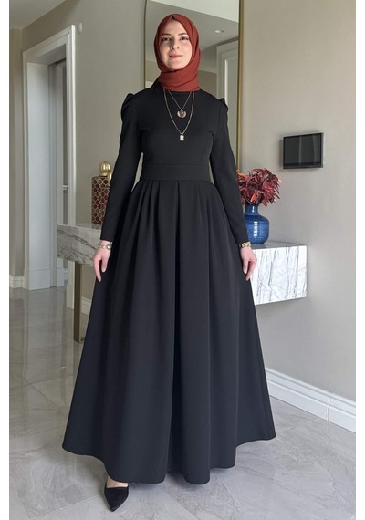Rabia Şamlı Rose Elbise Siyah Normal