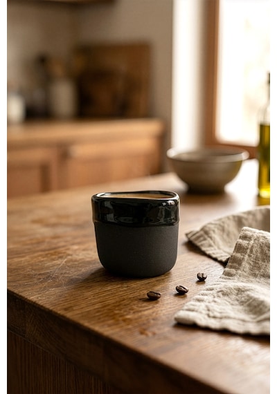 Must Siyah/mavi Stoneware Hareli El Yapımı Mug & Türk Kahvesi Karışık 2li Set 8636 Siyah Mavi