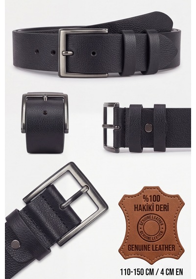 Titan Belt- %100 Hakiki Deri Tek Parça 4 Cm Erkek Kemer Siyah
