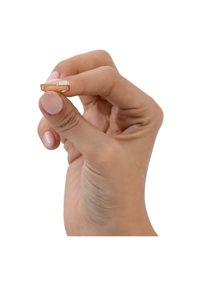 Gümüş Altın Yaldızlı Baget Kesim Zirkon Taşlı Geometrik Yüzük Barcode Gold