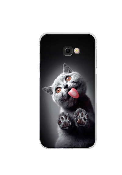Samsung Galaxy J4+ Plus İle Uyumlu Kedi 2 Kamera Korumalı Şeffaf Kılıf Şeffaf
