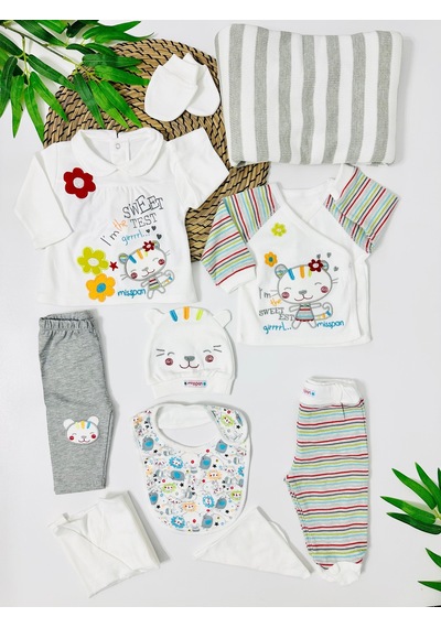 Alpbebe Andora Sweet 10lu Yenidoğan Hastane Çıkışı Set - Krem Krem