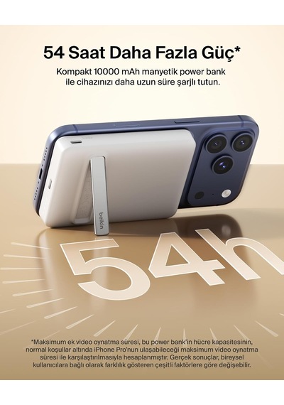 Boostcharge 10000 Mah İnce Manyetik Stantlı Power Bank, Beyaz