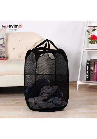 Çamaşır Sepeti & Oyuncak Filesi Orta Boy 40 40 70 Cm Plastik Siyah 70 X 40 Tr Diğer