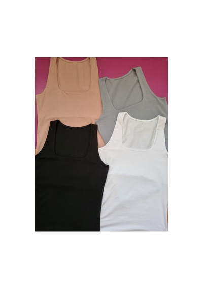 Demirsa Boutique Kare Yaka 4'lü Pudra, Mavi, Siyah Ve Beyaz Renk Pamuklu Kadın Atlet Çok Renkli Demirsa Boutique Kare Yaka 4'lü Pudra, Mavi, Siyah Ve Beyaz Renk Pamuklu Kadın Atlet Çok Renkli