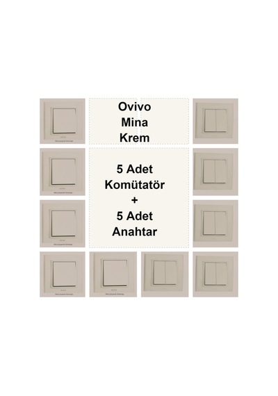 Ovivo Mina Krem 5 Adet Komütatör + 5 Adet Anahtar