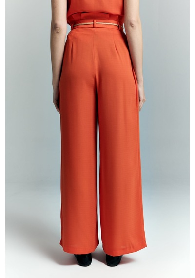 Kemer Detaylı Pantolon - Oranj-137256 Oranj