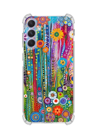 Printify Samsung Galaxy A54 İle Uyumlu Düşlerin Dansı Serisi Folklorik Bahçe Tasarımlı Uv Baskılı Köşe Korumalı Antişok Kılıf Şeffaf