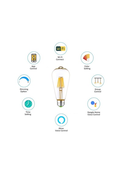 Sl-03 6w Daylight A+ Akıllı Ampul Wifi Uzaktan Kontrol Dim Edilebilir Alexa Google Uyumlu E27 Diğer