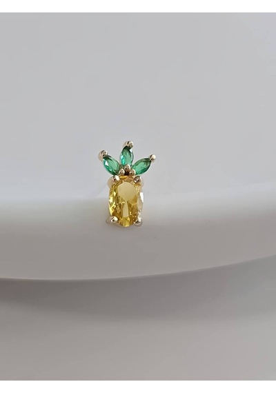 Ananas Model Kıkırdak Piercing Tragus Helix Altın Kaplama Gold Renk Küpe Gold