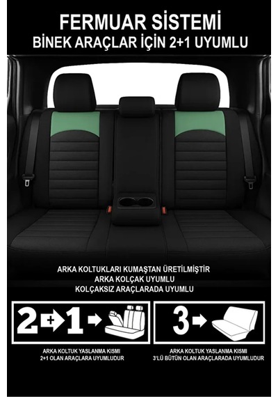 Ford Mondeo Selective 2.0 Tdci 163 Powershift Sw 2012 Uyumlu Thor... Serisi Tay Tüyü Yeşil Oto Kılıfı Tam Set