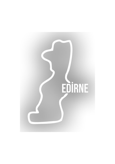 Edirne Harita Araba Sticker 17x17 Cm Beyaz