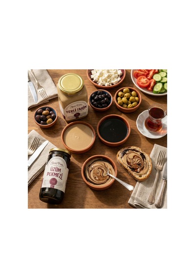 Tahin Ve Üzüm Pekmezi İkili Paket 1 Kg + 600 Gr Kahvaltılık Doğal Set - 599222485